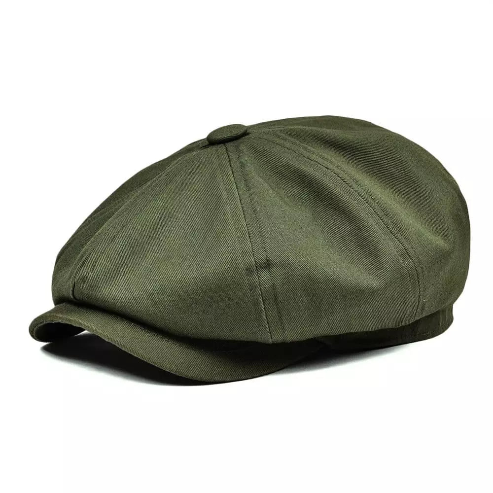 Men's Cotton Newsboy Cap in Army Green | Aluvema