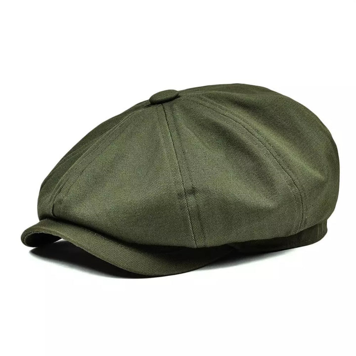 Men's Cotton Newsboy Cap in Army Green | Aluvema