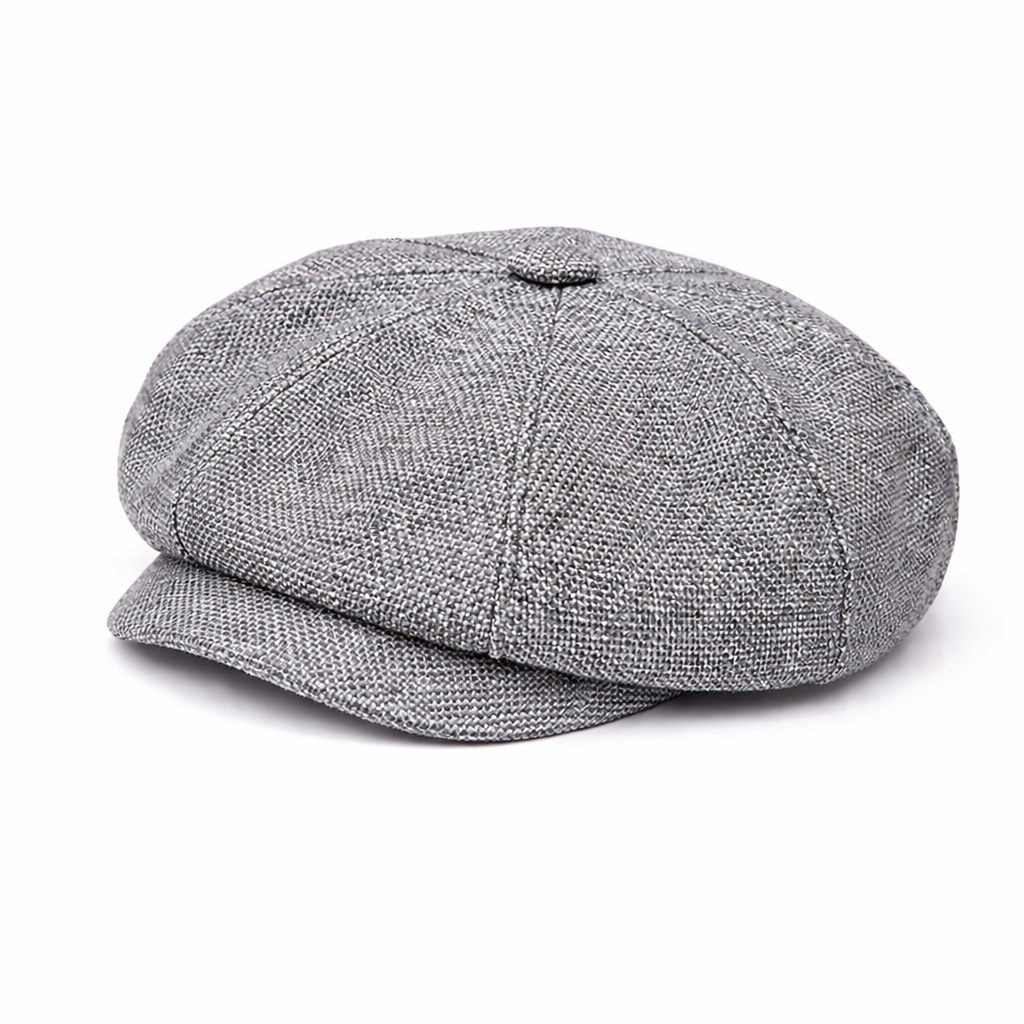 Men's Eight-Panel Cotton Newsboy Cap in Gray | Aluvema