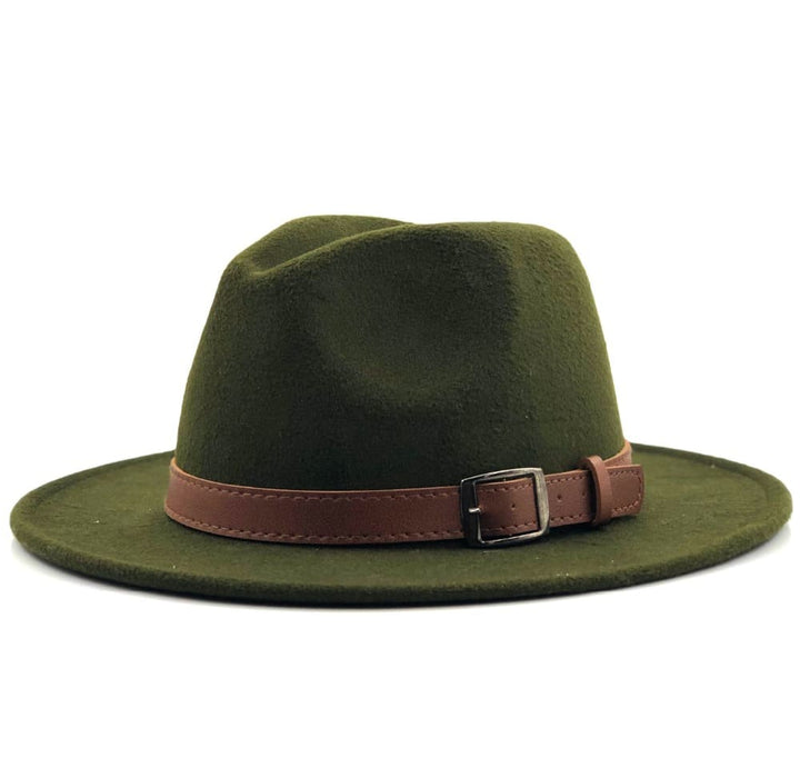 Men's Hawkins Wool Fedora Hat in Army Green | Aluvema