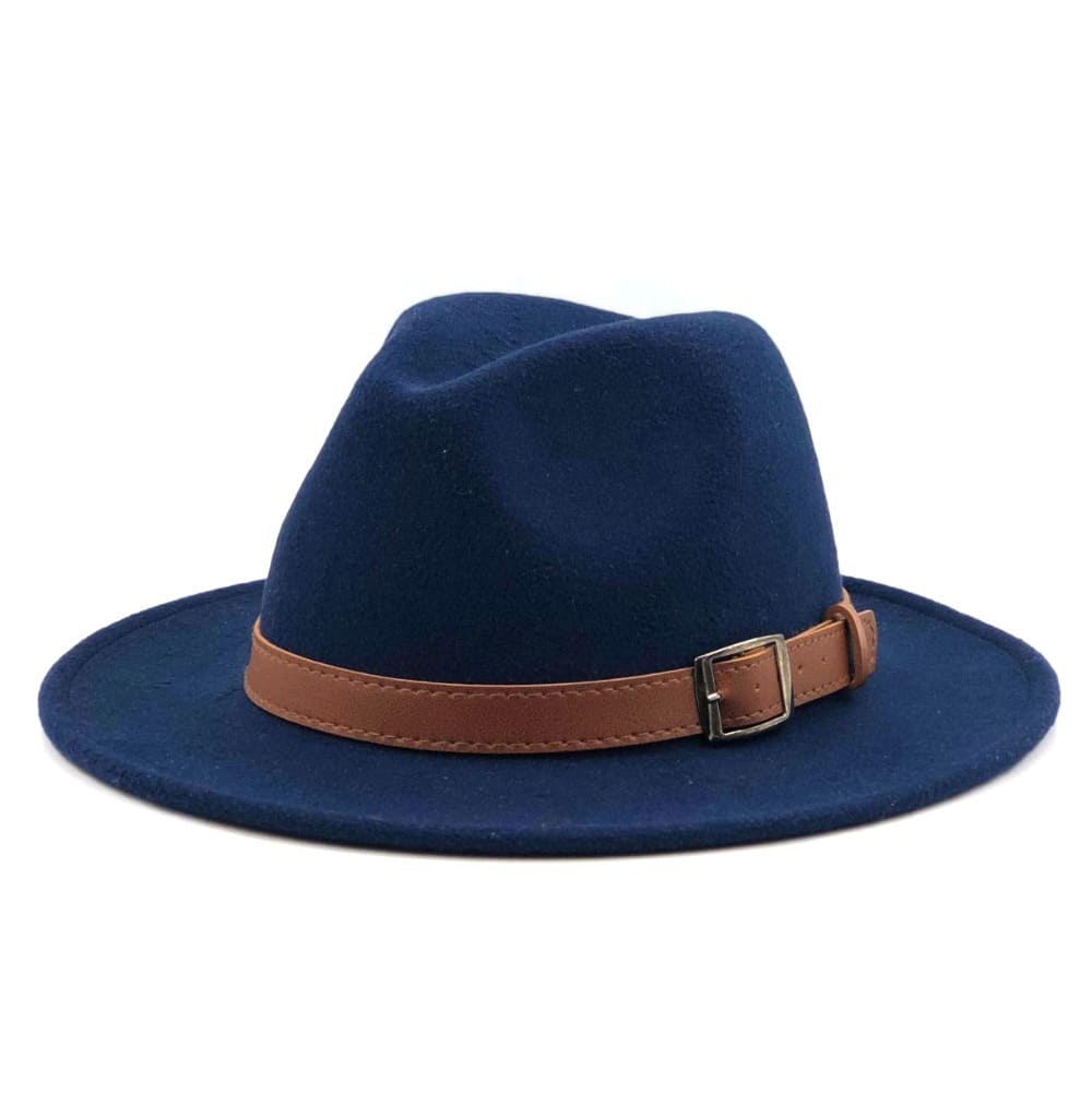 Men's Hawkins Wool Fedora Hat in Navy Blue | Aluvema