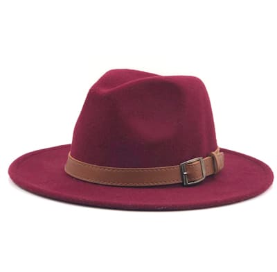 Men's Hawkins Wool Fedora Hat in Wine Red | Aluvema