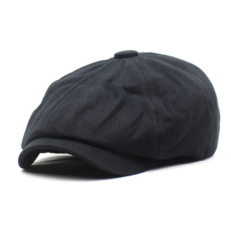 Men's Cotton Gavroche Newsboy Cap in Black | Aluvema
