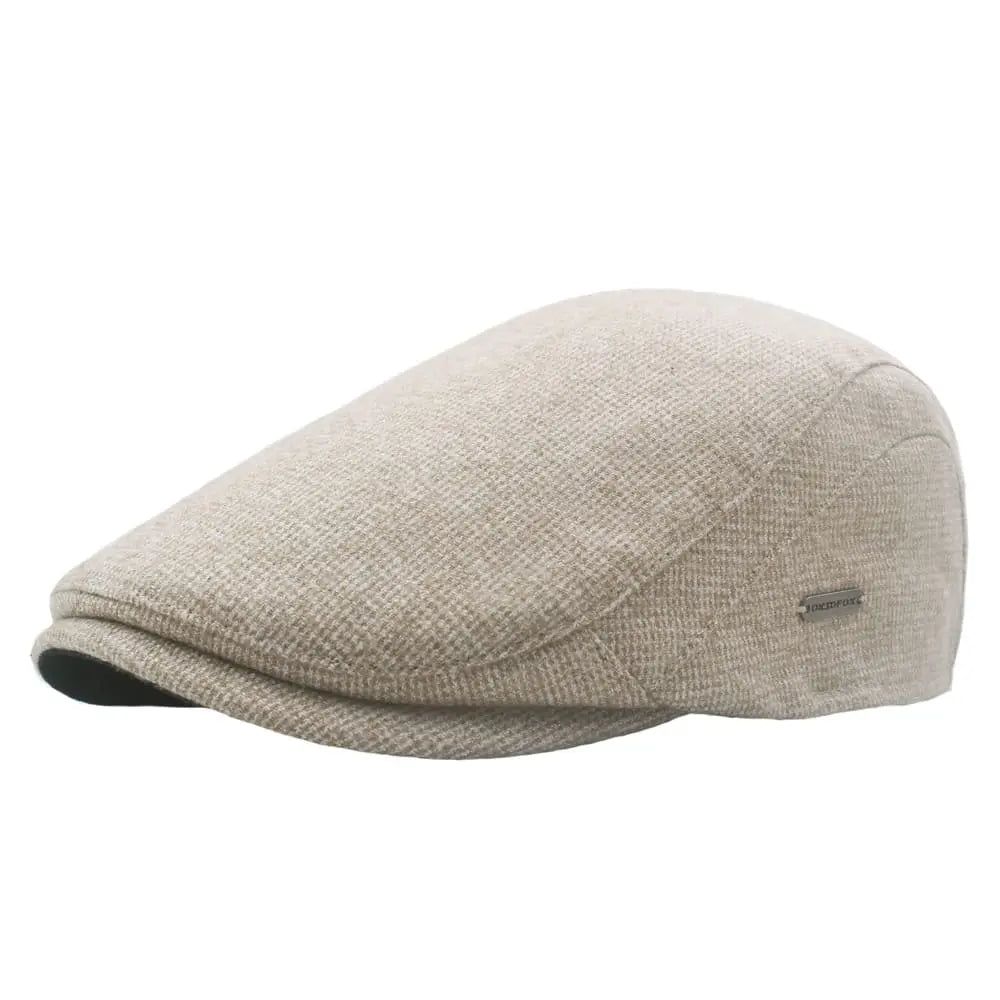 Men's Plain Cotton Flat Cap in Beige | Aluvema