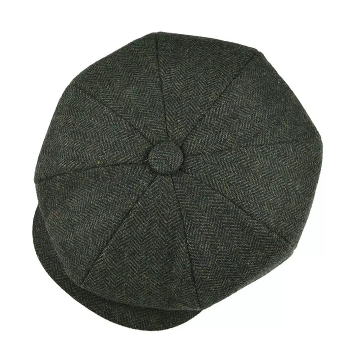 Fine Herringbone Wool Eight-Panel Newsboy Cap — Aluvema