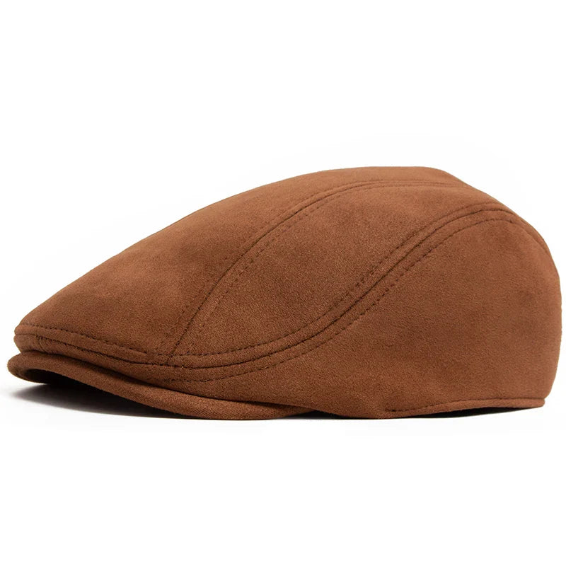 Men's Suede-Look Flat Cap in Camel | Aluvema