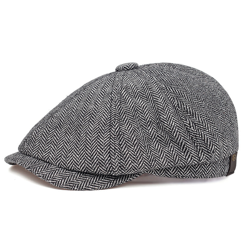 Wool Blend Herringbone Driver Cap in Ash Grey — Aluvema