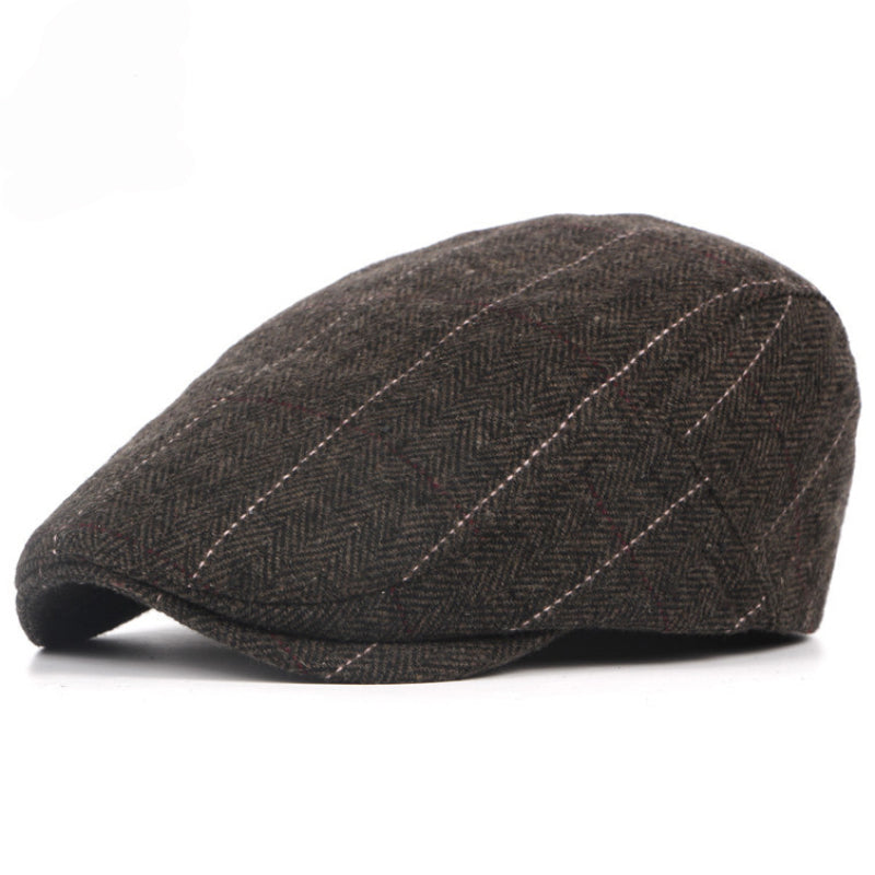Men's Pinstripe Herringbone Driver Cap in Tobacco Brown | Aluvema