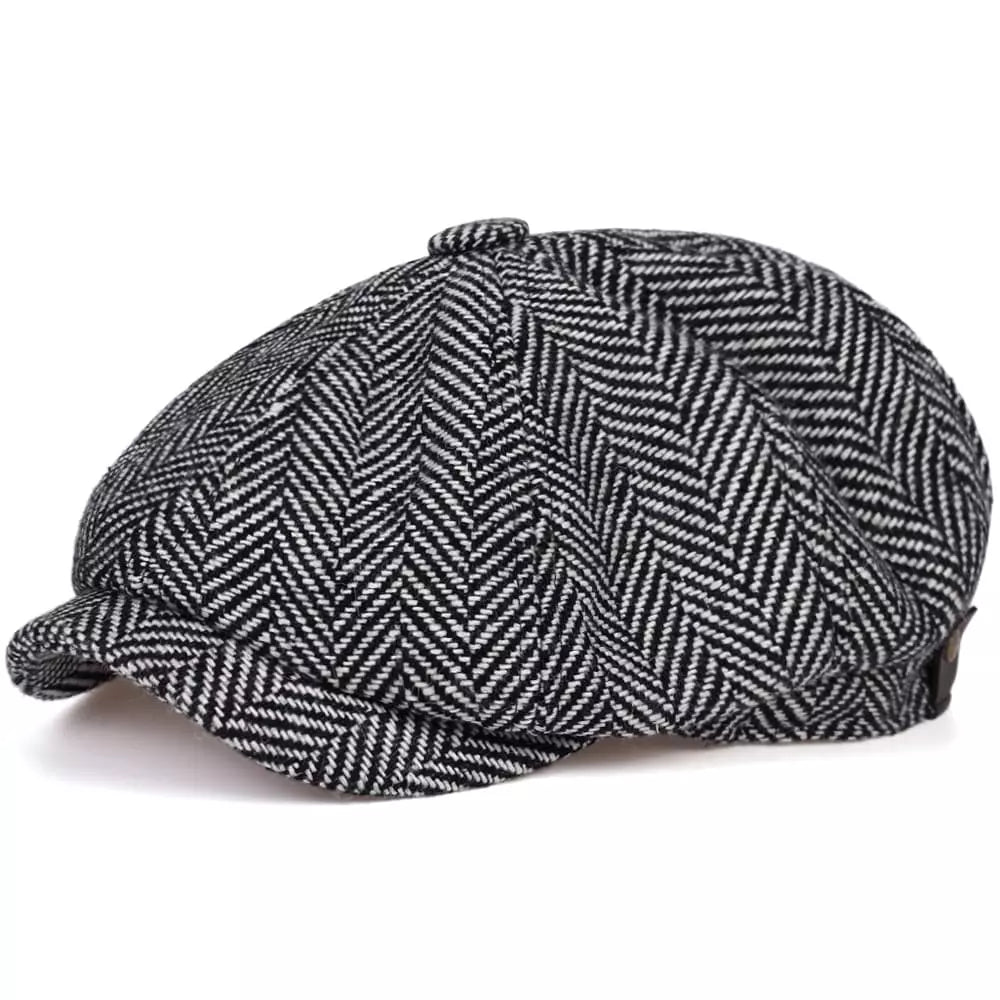 Men's Herringbone Newsboy Cap in Gray | Aluvema